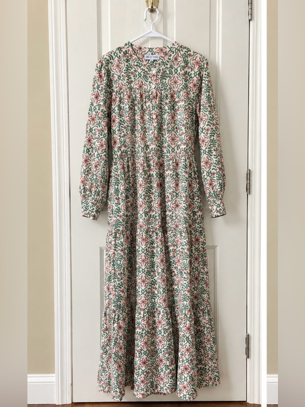 Pink City Prints Floral Block Print Tiered Maxi